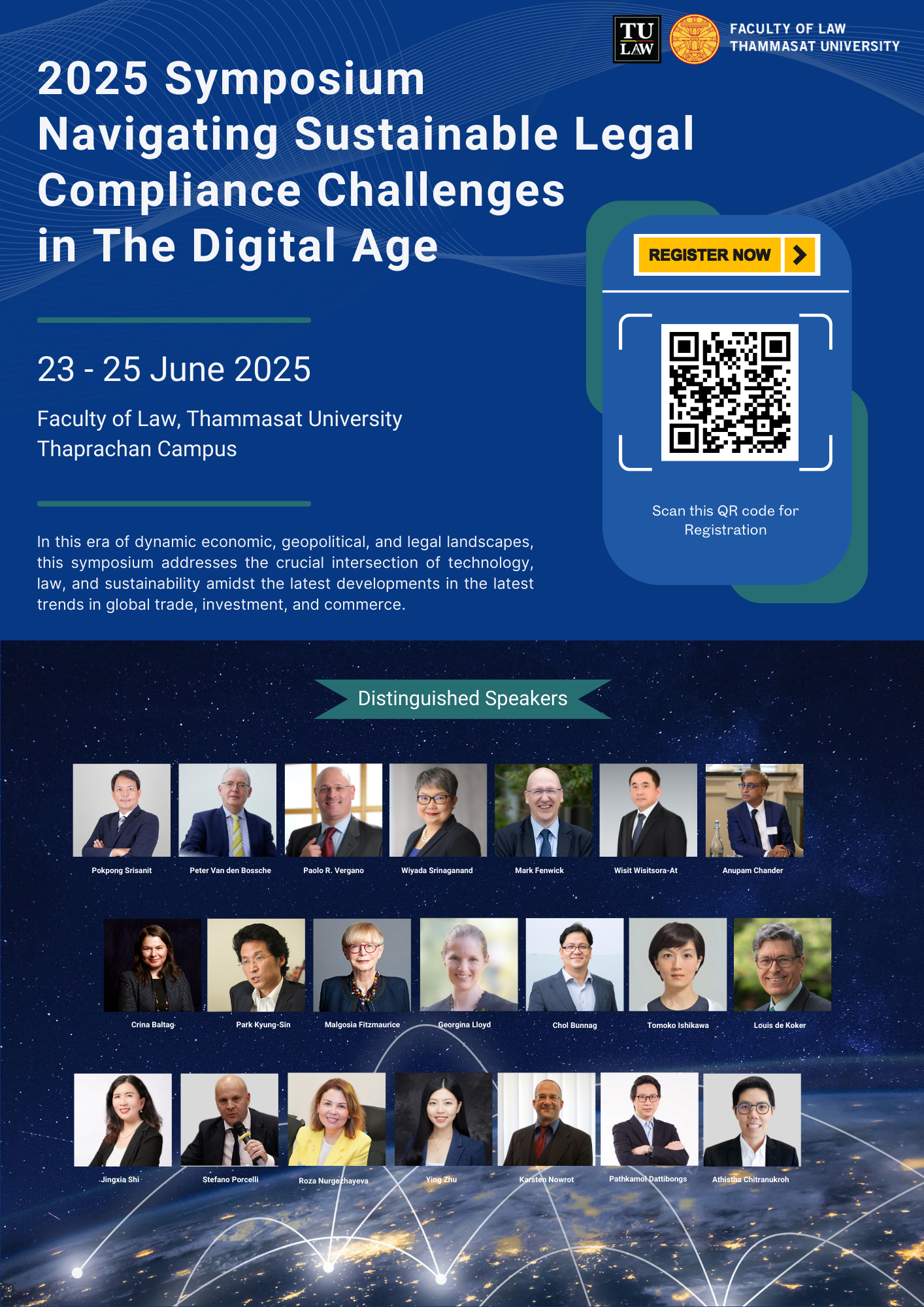 ลงทะเบียนเข้าร่วมงานสัมมนาทางวิชาการระดับนานาชาติในหัวข้อ “Navigating Sustainable Legal Compliance Challenges in the Digital Age”
